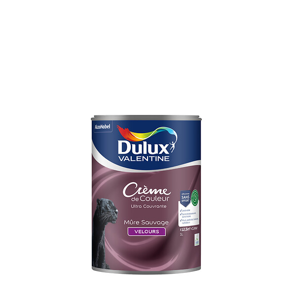 DULUX VALENTINE - Peinture Crème de Couleur Biosourcé - Mûre Sauvage - Velours - 1 L - large