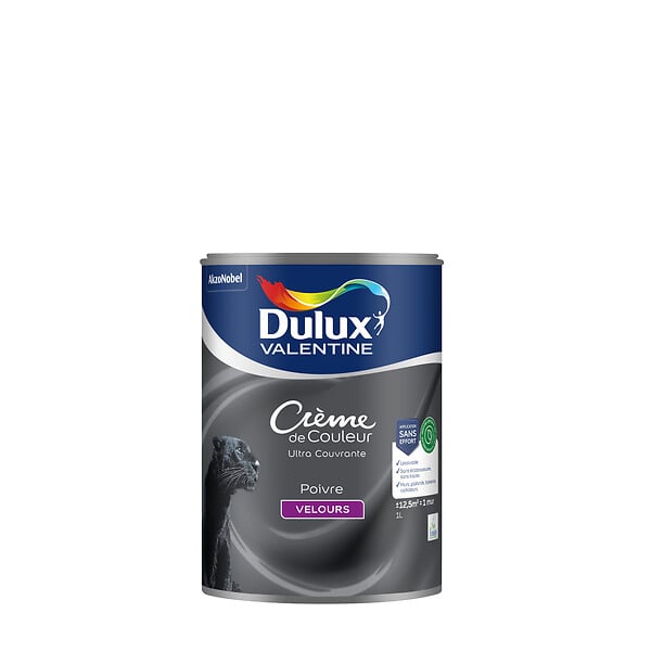DULUX VALENTINE - Peinture Crème de Couleur Biosourcé - Poivre - Velours - 1 L - large