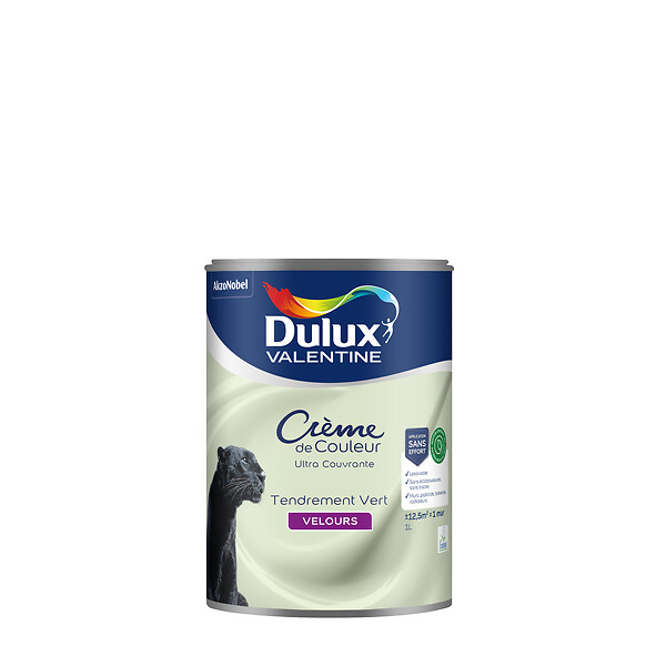 DULUX VALENTINE - Peinture Crème de Couleur Biosourcé - Tendrement Vert - Velours - 1 L - large
