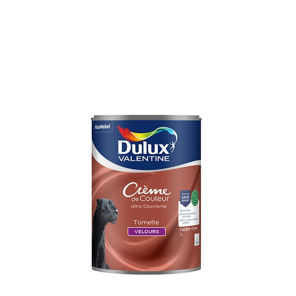 DULUX VALENTINE - Peinture Crème de Couleur Biosourcé - Tomette - Velours - 1 L - large