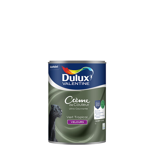 DULUX VALENTINE - Peinture Crème de Couleur Biosourcé - Vert Tropical - Velours - 1 L - large