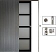 GD MENUISERIES - Porte Coulissante Telia Noir Vitrée H204 x L73 cm, Galandage - vignette