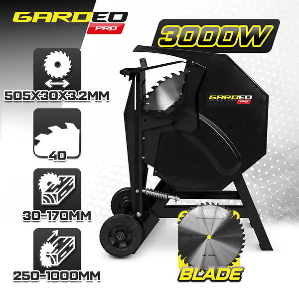 GARDEO PRO - Scie à buches électrique 3000 W - Lame 505mm - large