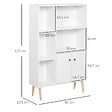 HOMCOM - Bibliothèque scandinave dim. 80L x 23,5l x 123H cm 5 niches placard 2 portes pieds effilés inclinés bois massif panneaux particules blanc - vignette