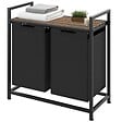 TECTAKE - Panier à linge avec étagère, style industriel noir/marron - vignette