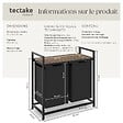 TECTAKE - Panier à linge avec étagère, style industriel noir/marron - vignette