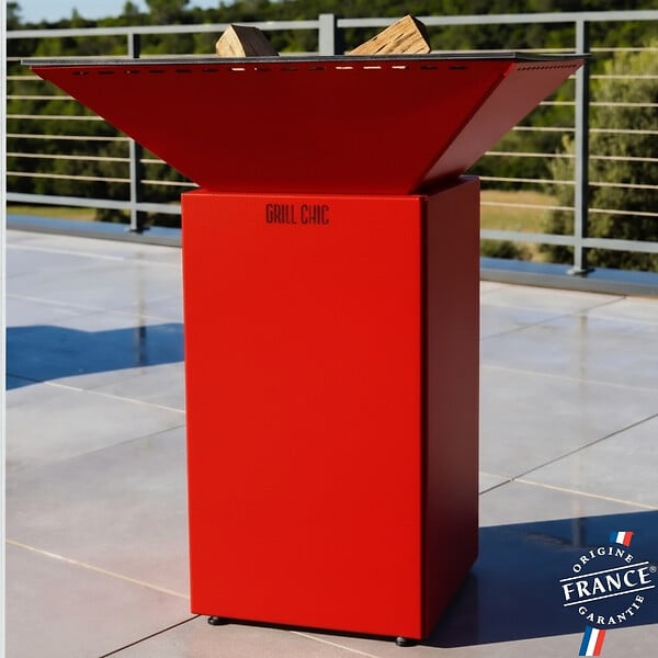 GRILL'CHIC - Brasero Cevenol Acier Normal Carre 74 Rouge Double Cuve - large