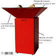 GRILL'CHIC - Brasero Cevenol Acier Normal Carre 74 Rouge Double Cuve - vignette