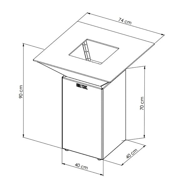GRILL'CHIC - Brasero Cevenol Acier Normal Carre 74 Rouge Double Cuve - large