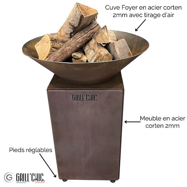 GRILL'CHIC - Bol A Feu Cevenol Corten Normal Rond 74 Simple Cuve - large