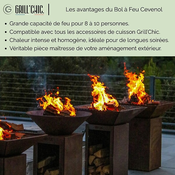 GRILL'CHIC - Bol A Feu Cevenol Corten Normal Rond 74 Simple Cuve - large