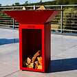 GRILL'CHIC - Brasero Cevenol Acier Bois Carre 74 Rouge Double Cuve - vignette
