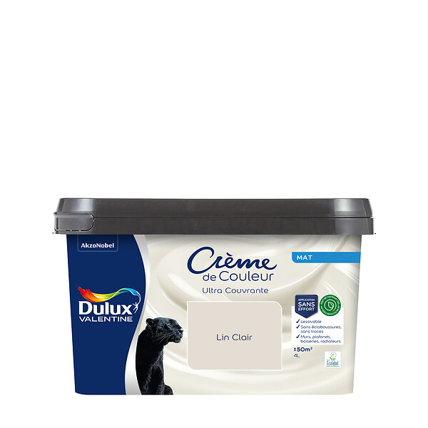 DULUX VALENTINE - Peinture Crème de Couleur Biosourcé - Lin Clair - Mat - 4 L - large