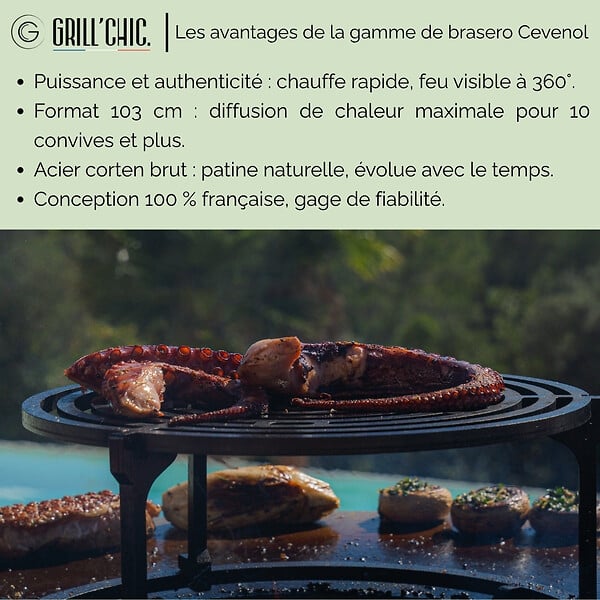 GRILL'CHIC - Brasero Cevenol Corten Bois Carre 103 Simple Cuve - large