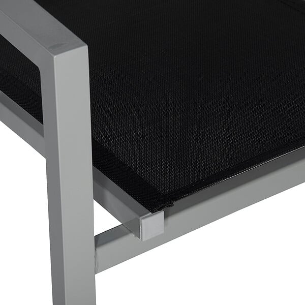 HAPPY GARDEN - Lot de 6 chaises en aluminium gris - textilène noir - large