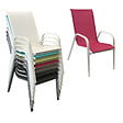 HAPPY GARDEN - Lot de 8 chaises MARBELLA en textilène rose - aluminium blanc - vignette