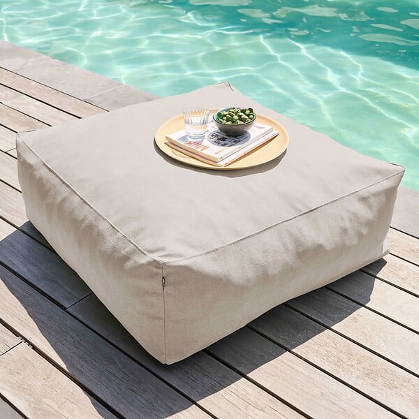 OVIALA - Pouf de jardin pour canapé modulable beige - Mixi - large