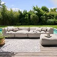 OVIALA - Pouf de jardin pour canapé modulable beige - Mixi - vignette