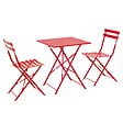 OVIALA - Table de jardin et 2 chaises acier rouge - Rome - vignette