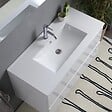 KIAMAMI VALENTINA - Meuble De Salle De Bain Avec Tiroirs 100Cm Blanc Brillant, Lavabo Et Miroir Avec Lampe | Benaco - vignette