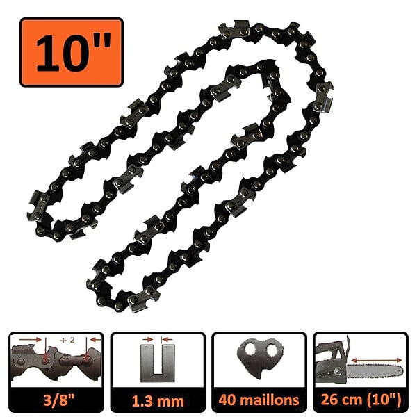 GT GARDEN - Chaîne 40 maillons pour tronçonneuse élagueuse - large