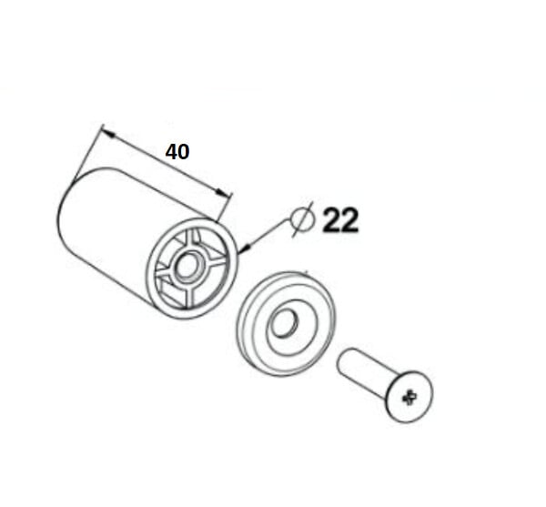 ZURFLUH FELLER - Butee Ronde Pour Lame Finale Lg40 Mm Gris 7035 Avec Rondelle Et Vis Lg20 - large