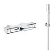 GROHE - Grohe Grohtherm 2000 Set mitigeur thermostatique bain/douche + Douchette 1 jet + Flexible et support mural, Chrome (34174001-Euphoria) - vignette