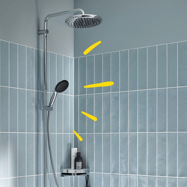 GROHE - Colonne bain douche thermostatique Vitalio Start System chromé + Tablette de douche d'angle Start Cube - large