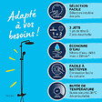 GROHE - Colonne bain douche thermostatique Vitalio Start System noir mat + Tablette de douche d'angle  Start Cube - vignette