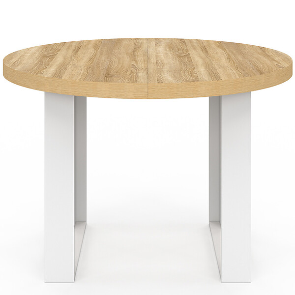 ID MARKET - Table à manger fixe ronde PHOENIX 4 personnes bois et blanc 110 cm - large