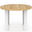 ID MARKET - Table à manger fixe ronde PHOENIX 4 personnes bois et blanc 110 cm - vignette
