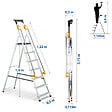 HOSTRÃ–M - Escabeau 7 marches DURAMP sécurisé avec rampes, tablette porte-outils, marchepied pliable aluminium, hauteur plateforme 140cm, garantie 5 ans Hoström - vignette