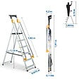 HOSTRÃ–M - Escabeau 6 marches DURAMP sécurisé avec rampes, tablette porte-outils, marchepied pliable aluminium, hauteur plateforme 119cm, garantie 5 ans Hoström - vignette