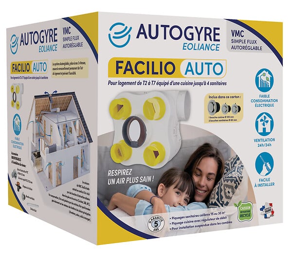 AUTOGYRE - Kit VMC simple flux autoréglable FACILIO AUTO - large