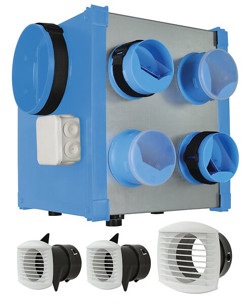 AUTOGYRE - Kit VMC simple flux autoréglable SILENT'AIR CUBE DH à détection d'humidité - large