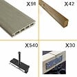 DECKLINEA - Kit Terrasse Composite NAVIA 30m² - gris clair - 91 lames de terrasse (220 x 14.5 x 2.2 cm) - Fixation par Clips - Terrasse Livraison Rapide - vignette