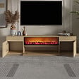 CONCEPT USINE - Meuble TV avec cheminée LED 180cm aspect bois PYRO - vignette