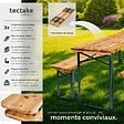 TECTAKE - Ensemble table et bancs bois de sapin pliable pour 8 personnes en marron et acier stable - vignette