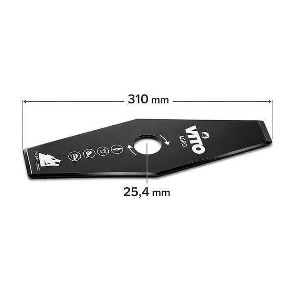 VITO - Lame de coupe pour débroussailleuse 2 dents Diam 310mm Alesage 25.4 VITO - large