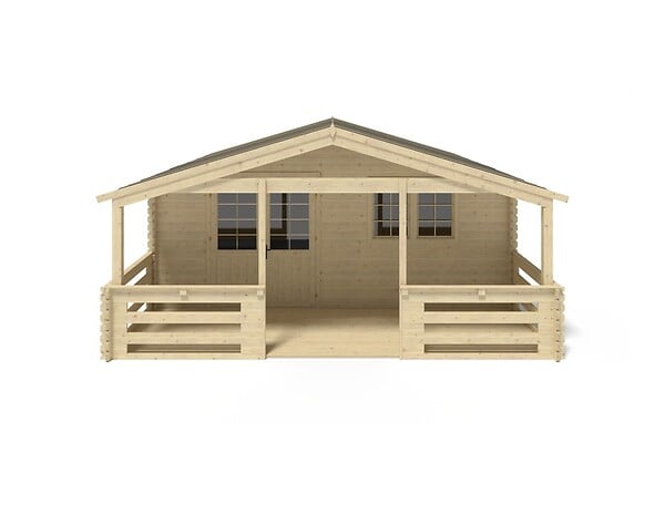 ALTANKA - Abri de jardin en bois - 6x5 m + terrasse avec balustrade et avant-toit en bois - 42 m2 - DOM747+DOM553+DOM555+POD04 - large