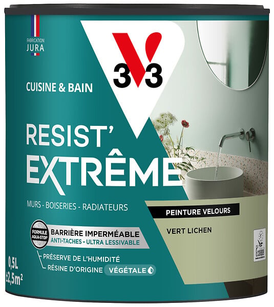 V33 - Cuisine et bain Resist' extrême vert lichen velours 0,5L - large