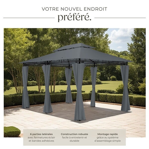 TECTAKE - Tonnelle Emine 4 x 3 m gris anthracite - large