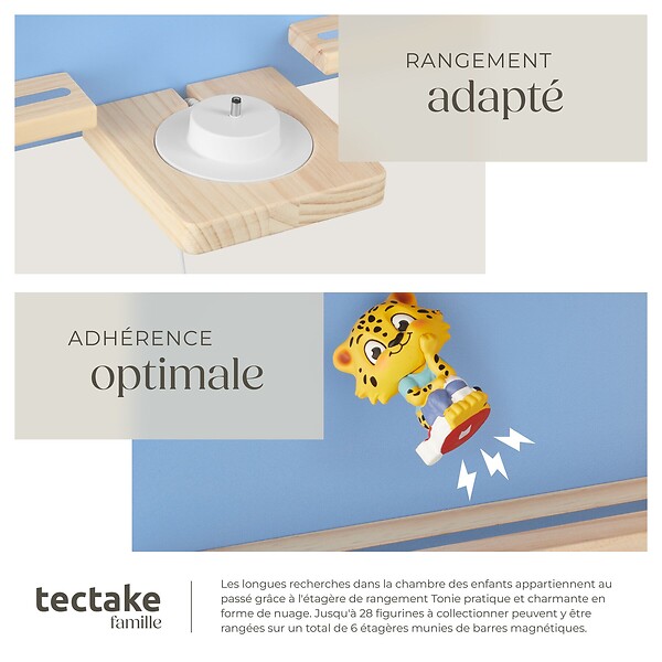 TECTAKE - Étagère murale MyLittleStory Cloud peut contenir jusqu'à 28 Tonies bleu - large