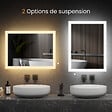 EMKE - EMKE Miroir lumineux salle de bain 100x60cm, Miroir LED avec Interrupteur à bouton, Anti-buée, Miroir avec éclairage lumière Blanche Froide/Chaude - vignette