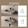 EMKE - EMKE Vasque à Poser 40 x 60 cm – Lavabo Rectangulaire en Céramique Beige Mat aux Coins Arrondis - vignette