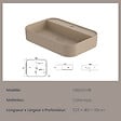 EMKE - EMKE Vasque à Poser 40 x 60 cm – Lavabo Rectangulaire en Céramique Beige Mat aux Coins Arrondis - vignette