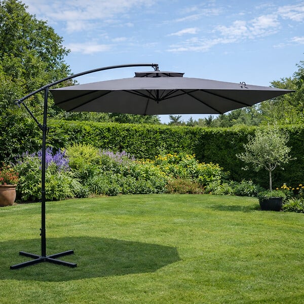 CONCEPT USINE - Parasol  gris déporté carré 3 x 3 m CAPRI - large
