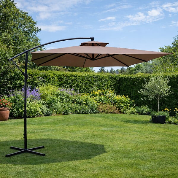 CONCEPT USINE - Parasol  marron déporté rond 2,95 x 2,95 m CAPRI - large