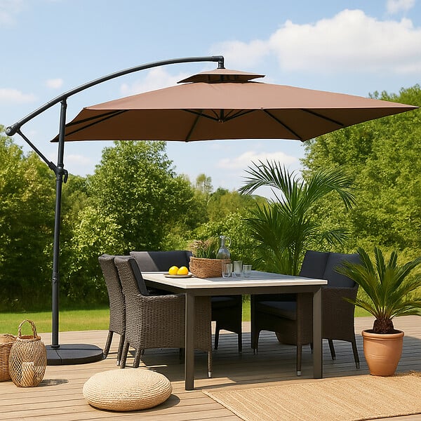 CONCEPT USINE - Parasol  marron déporté rond 2,95 x 2,95 m CAPRI - large