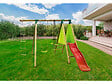 HABITAT ET JARDIN - Portique Bois "Kida" - Avec 1 Toboggan - 1 Balançoire - 1 Face à face - 1 Nacelle. - vignette